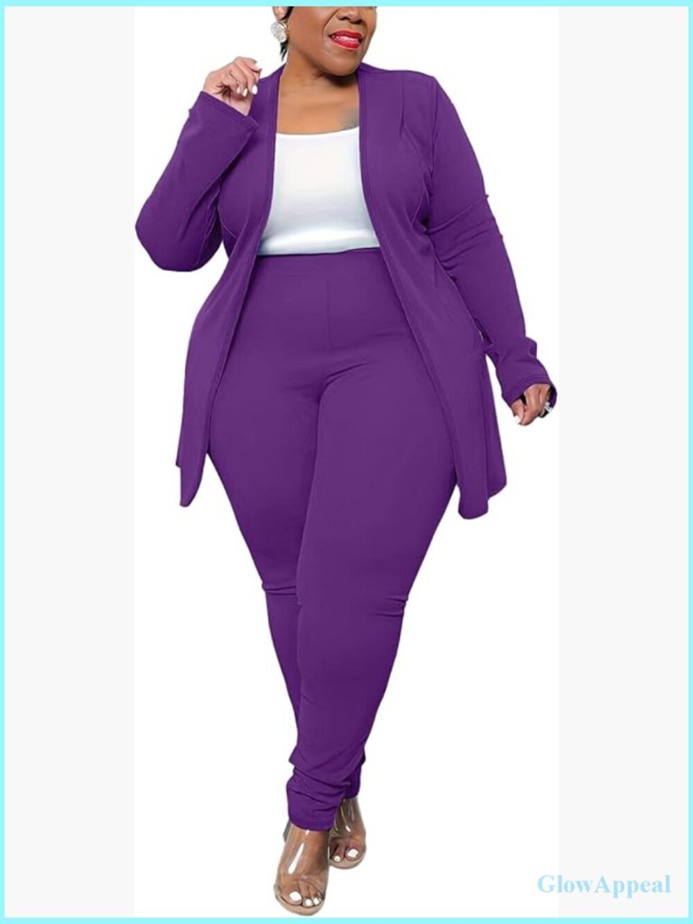 Plus Size 2 Piece Blazer & Pants Suit Set Business Casual Loungewear